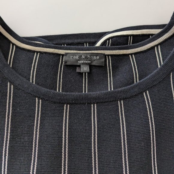 RAG & BONE black white striped knit top 3/4 Sleeve blouse - Picture 9 of 11